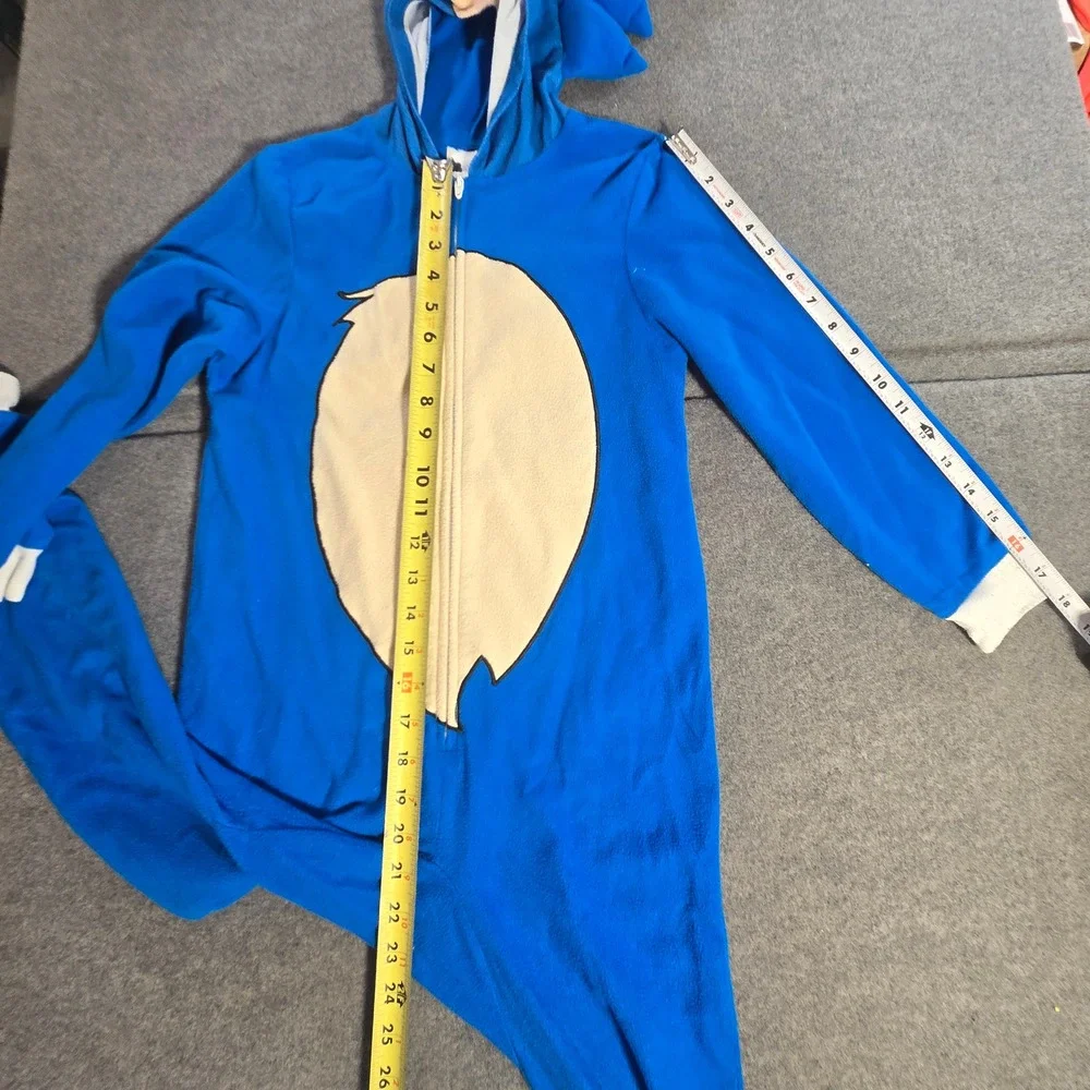 Sonic the Hedgehog 2 Boys Blue Fleece‎ One Piece Pajama Union Suit Size M 8
